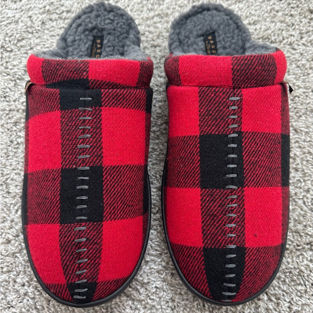 Dakota Sherpa Fleece Slippers Memory Foam Lightweight Buffalo Check Size 11